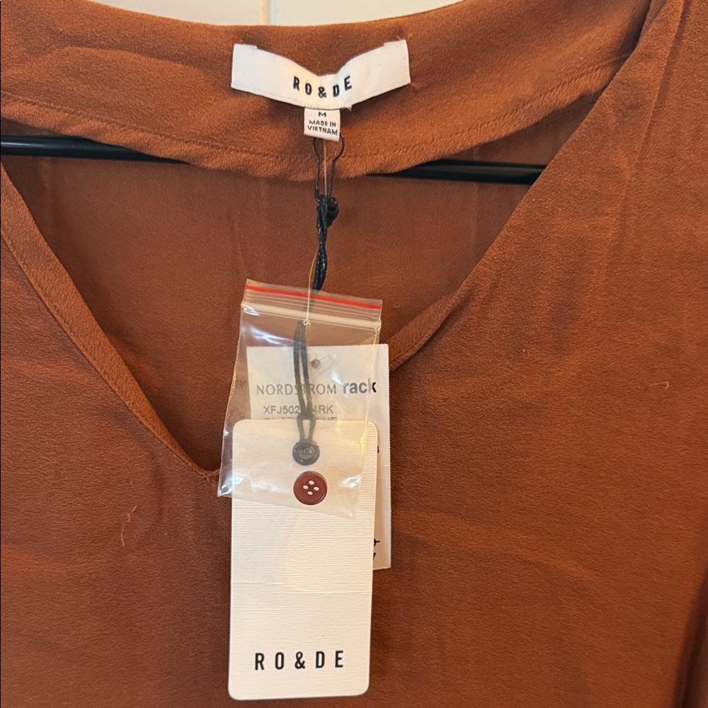 Ro & De Terracotta V-Neck Blouse - Picture 2 of 3